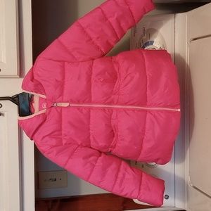 Girls bright pink winter puffer jacket